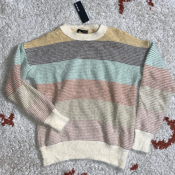 NWT- On Blue- Sz Large- Fuzzy Sweater- Earth Tones - Picture 2 of 10